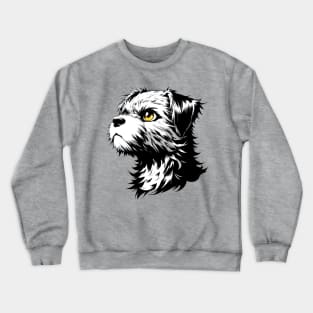 Stunning and Cool Border Terrier Monochrome and Gold Portrait for Father's Day Crewneck Sweatshirt